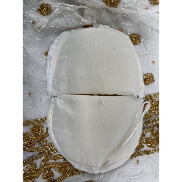 Mark & John Vintage White & Gold Sequined Beaded Jacket With Floral Design Sz XL - Picture 10 of 12